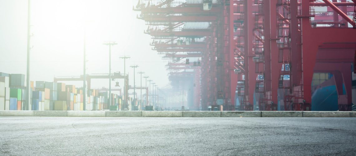 Container operation in the port.